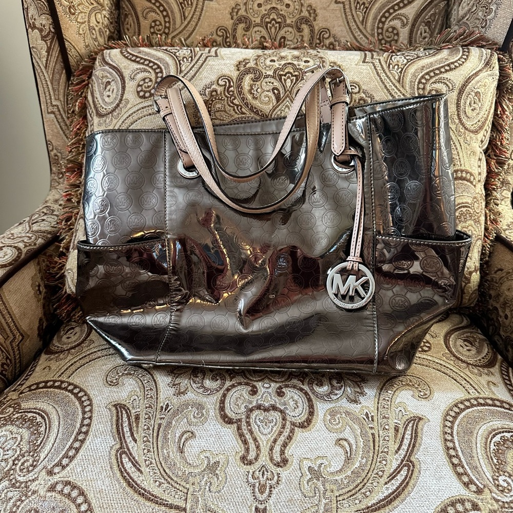 Michael Kors Shiny Brown Tote Bag